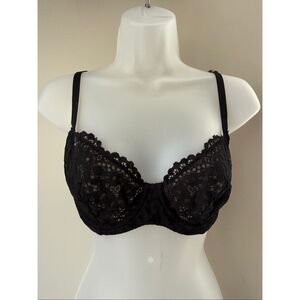 Victoria’s Secret Underwire Unlined Black Lace Demi Bra Size 36C